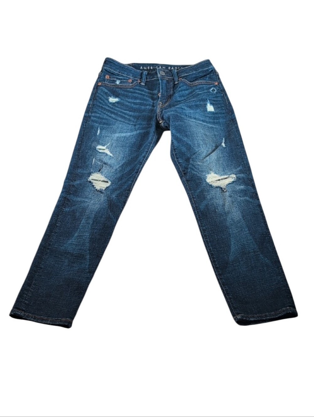 American Eagle Distressed Athletic Dark Wash Jeans Size 26x28